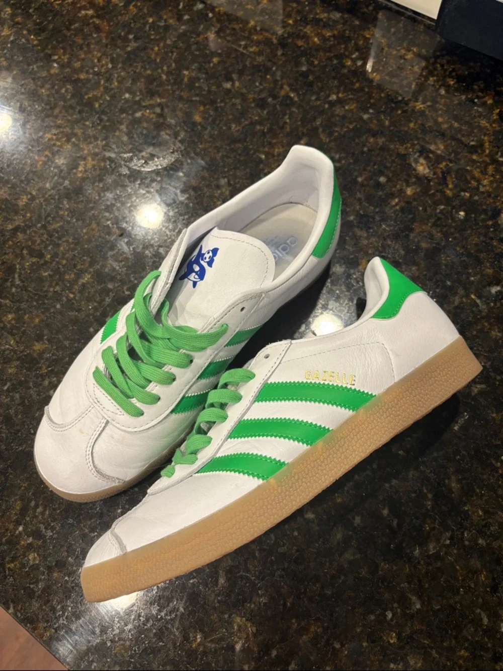 adidas White Low-Top Sneakers with Green Accents